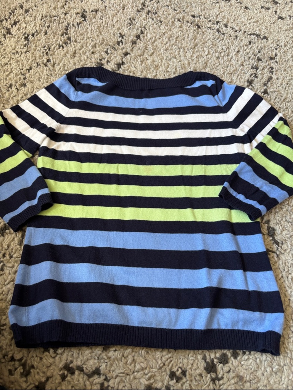 Chaps Striped Knit Top in Navy, Light Blue, White & Lime